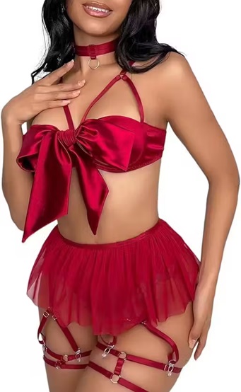 The Crimson Bow Garter Set - Image 2