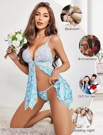The Sky-Blue Daisy Babydoll - Image 3