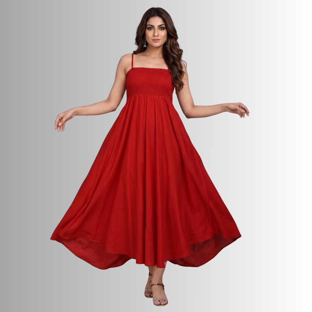 Ruby Breeze Maxi Dress – Effortless Red Summer Dress